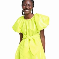 Neon Yellow iridescent Christopher John Rogers for Target puff sleeve dress