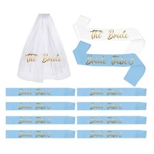 Bachelorette Party Sash Set Bride Bridesmaid Bridal Shower Gift Light Blue