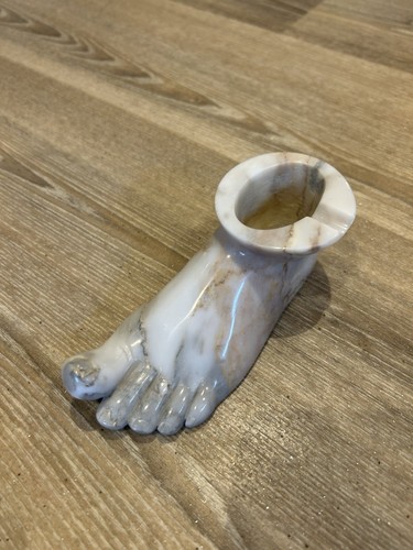 Rasa Satan Penang Hand Carved Marble Foot Ash Tray Aug 1983 Scarce Art Sculpture - Picture 2 of 6