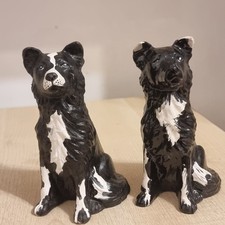 Bekay BK Handmade Ceramic Border Collie Figurines – Black & White Dogs Ornament