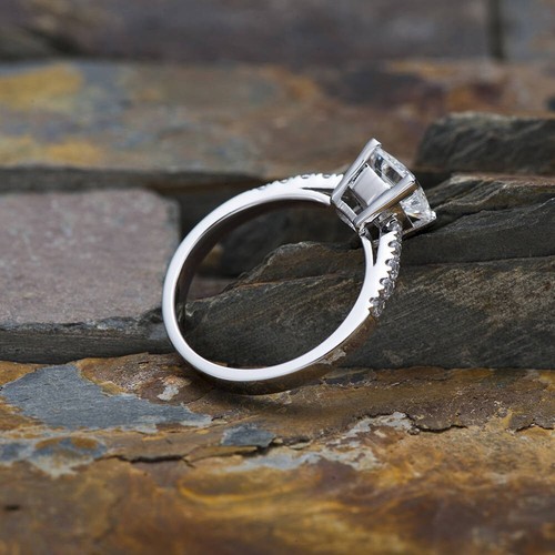 1.30 Ct Lab Created Diamond Engagement Bridal Ring 14K Solid White Gold Size 6.5 - Picture 3 of 7