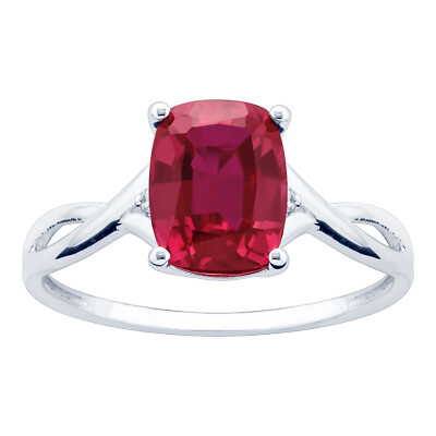 Ring 10 Karat Weißgold 2,14 kt TW Rubin und Diamant - rot