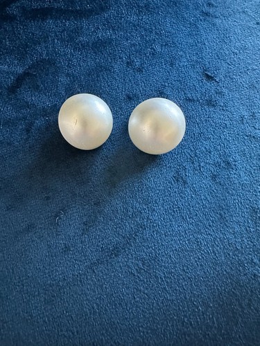 Vintage Sterling Silver Earrings, Faux Pearl Clip Back Earrings - Picture 3 of 5