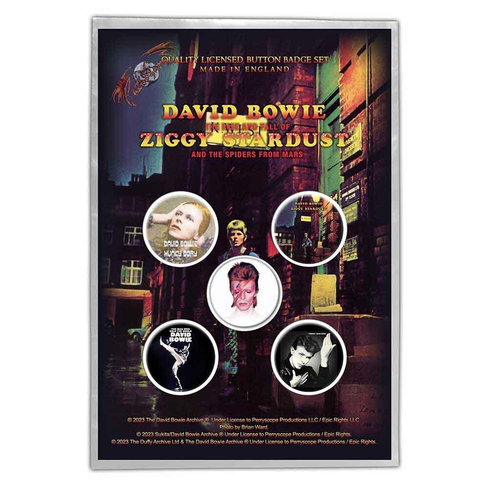 David Bowie Early Albums 5 Button Badge Pack Pack Officially Licensed