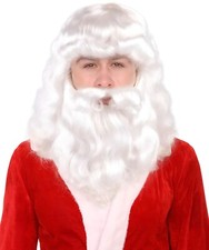 Santa White Beard and Wig Set - Fluffy Hair Santa Claus Christmas Costume