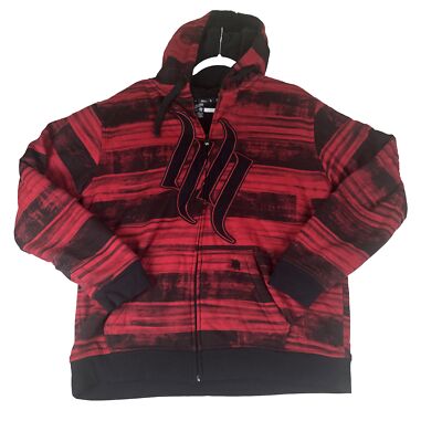 Vtg Y2K HART HUNTINGTON Mens Size L Red Graphic Jacket Full Zip Hooded 