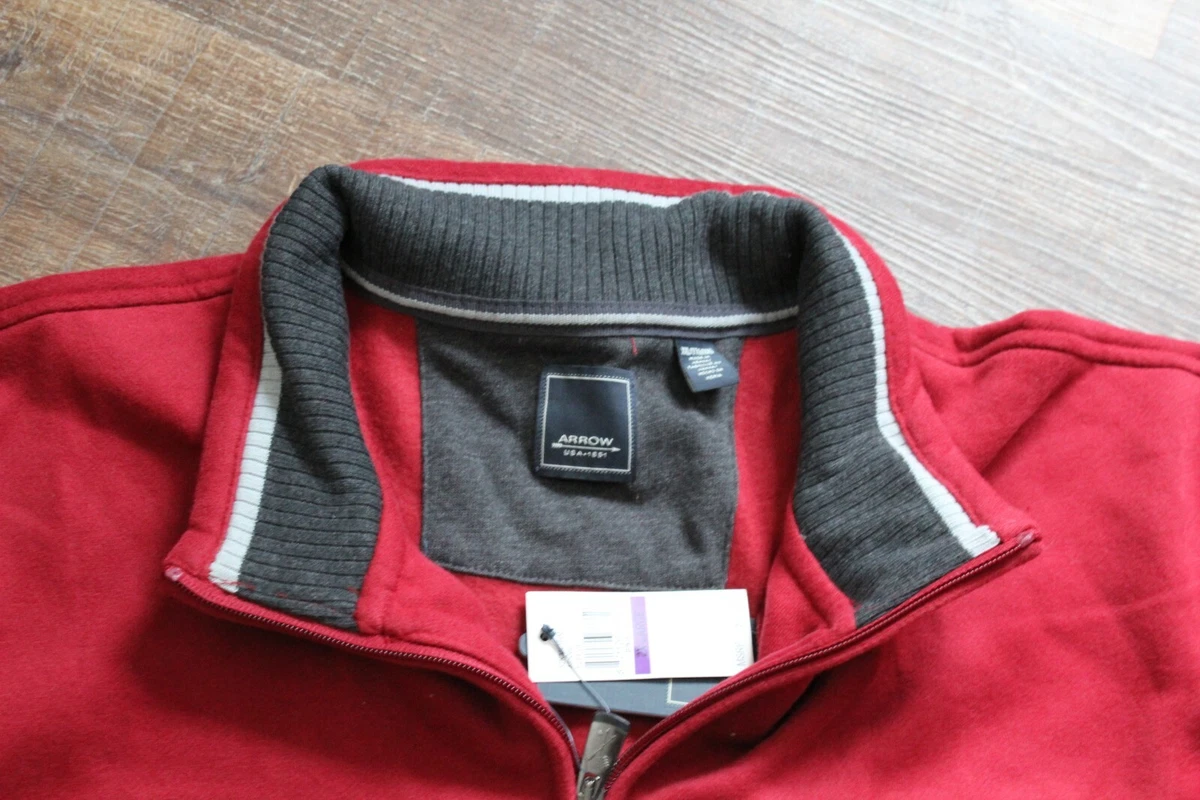 NEW Mens ARROW USA 1851 Pullover 1 4 Zip Fleece Sweatshirt Sweater Red XXL eBay