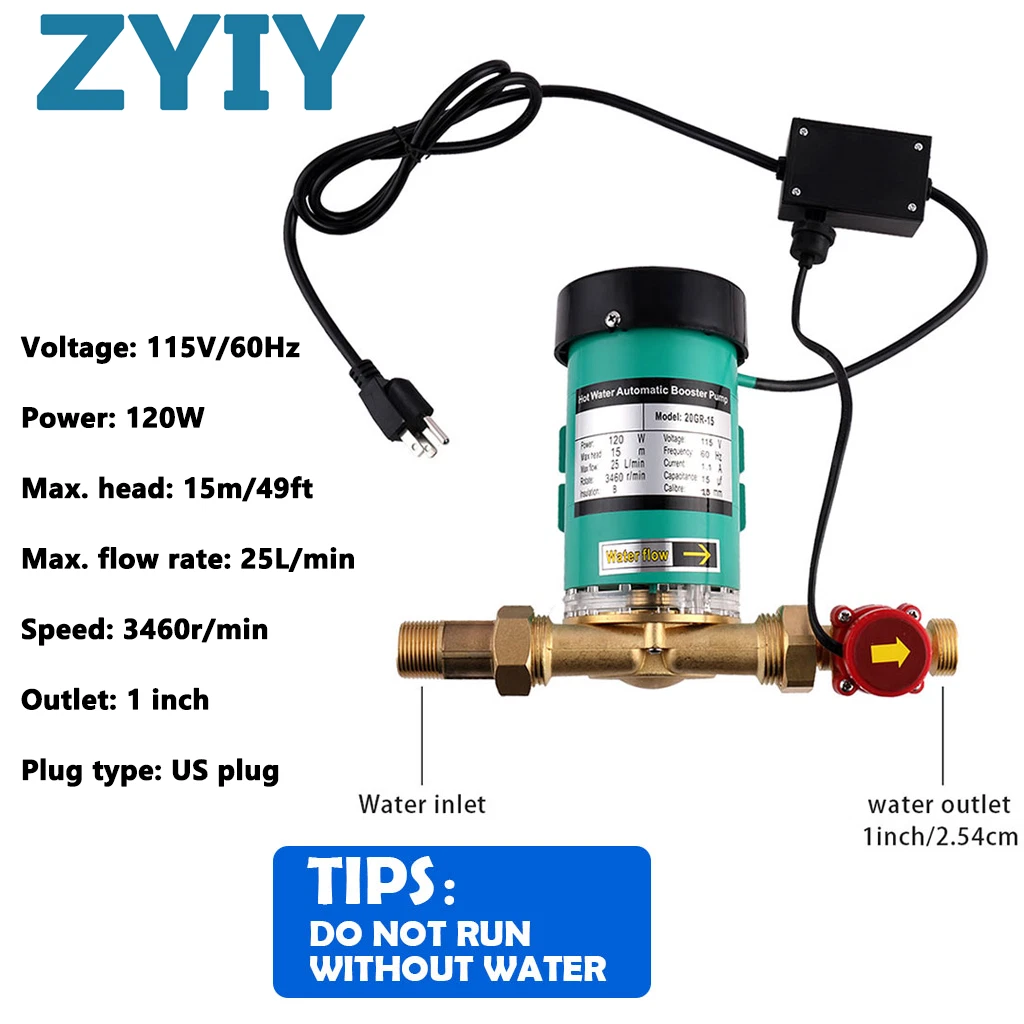 ZYIY Water Pressure Booster Pump Pressure Pump Booster Pump for Home Pool  120W | eBay