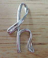 13x26mm Cursive Alphabet Letter Initial h Sterling Silver Charm