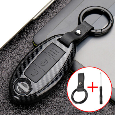 3 Buttons Key Fob Cover Case Shell Carbon Style For Nissan Qashqai Pulsar 370Z