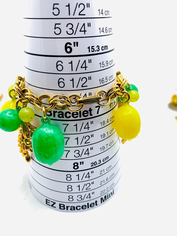 Pulsera Cha Cha Vintage Amarillo Verde Limón Lima Fruta Ensalada Dije Cuentas Foto 4 de 4