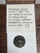 Pergamum, Mysia (200-133BC) Athena In Corinthian Helmet/Trophy G1103 Greek!