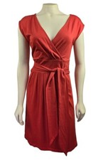 NWT Ann Taylor LOFT Red Women's stretch crossed belted casual Dress