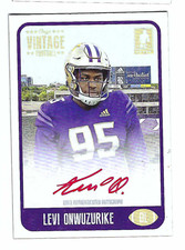 LEVI ONWUZURIKE 2021 ONYX VINTAGE FOOTBALL ON CARD ROOKIE AUTO RED /25