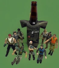 Army Men Action Figures 4” Mixed Lot and Lieutenant Dan Bottle Koosie Lot of 9