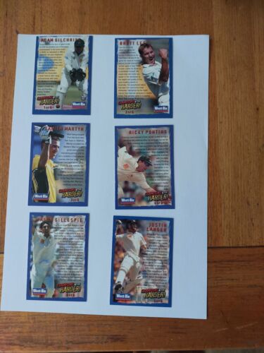 Cricket cards 1-6 Weet Bix Set of 6 Champions Work Harder - Gilchrist, Ponting - Picture 2 of 14