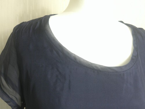 Jigsaw Dress Size S Navy Blue Double Layer Silk Cotton Shift Relaxed Fit Chiffon - Picture 5 of 13