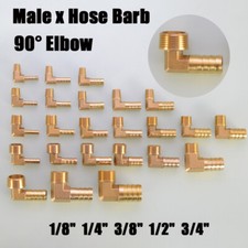 Brass Elbow Male Thread x Hose Barb Pipe Fitting BSP 1/8" 1/4" 3/8" 1/2" 3/4"