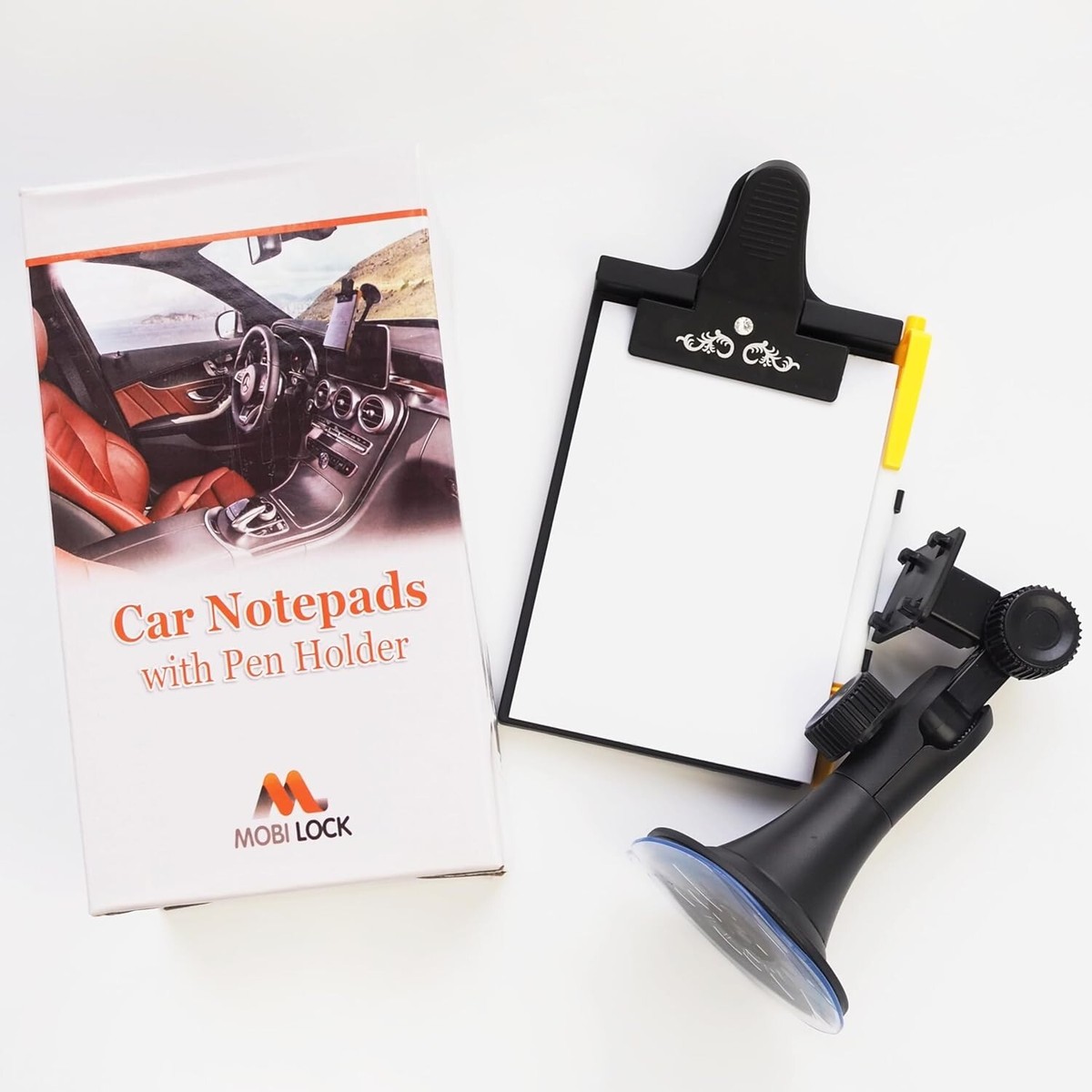 Car Note Pad Memo Pad Clip Board with Pen Holder Universal Suction