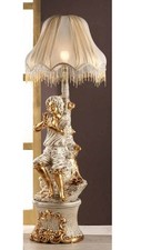 LAMPADA STATUA CON FLAUTO CON PARALUME AVORIO PARTICOLARI FOGLIA ORO 1 LUCE