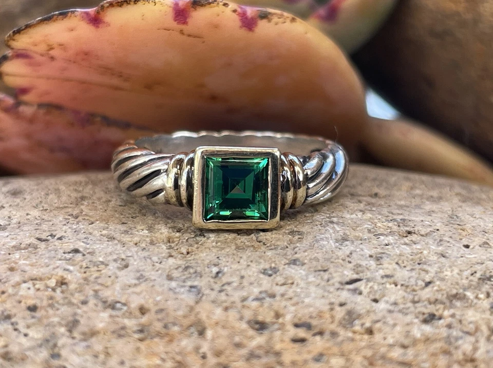 Anillo Cable Tsavorita David Yurman 925 Oro Amarillo 14k Talla 5.5 Foto 2 de 4