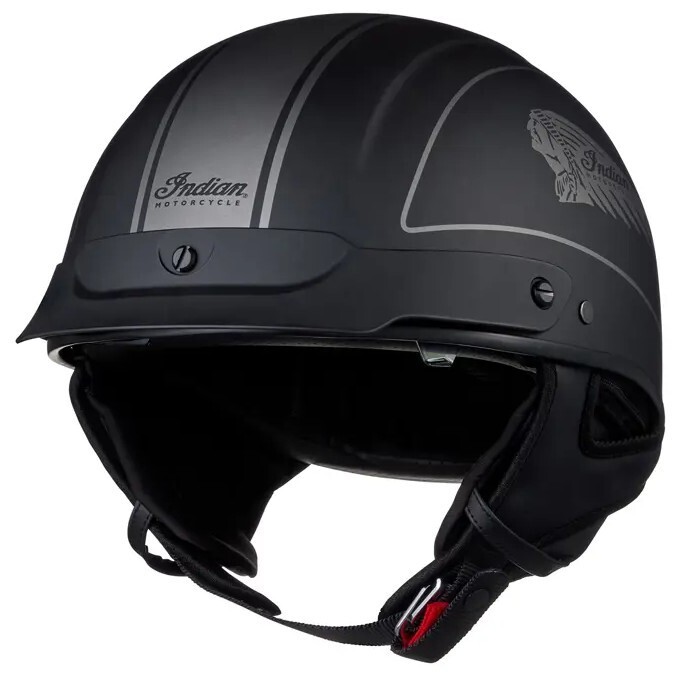 帽子 INDIAN MOTORCYCLE HORSE HIDE CASQUETTO INDIAN MOTORCYCLES HEADDRESS HALF HELMET MATTE BLACK SIZE
