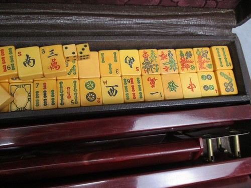 Vintage Rottgames Mahjong Set Butterscotch Bakelite In Original Case - Picture 7 of 24