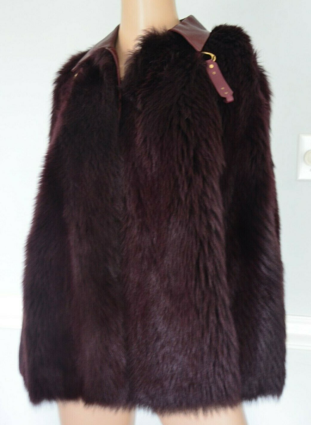 NEW Ralph Lauren PURPLE LABEL Collection Shearling Leather Cape Jacket 4 6 SMALL image 6
