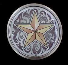 WESTERN STAR BELT BUCKLE PEWTER WITH CRYSTAL COAT NEW 