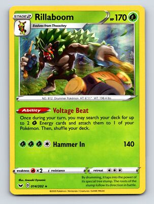 Stage 2 Rillaboom HP 170 Voltage Beat Ability Hammer In Rarity Green