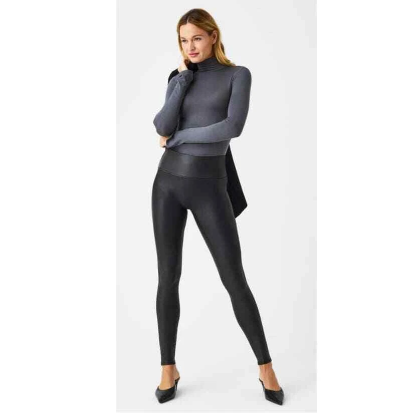 SPANX Faux Leather Legging Pants Medium Petite Black eBay