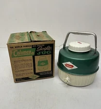 Vtg c1960s Coleman 1 Gallon Snow-Lite Jug Drink Cooler Diamond Logo Green W/ Box