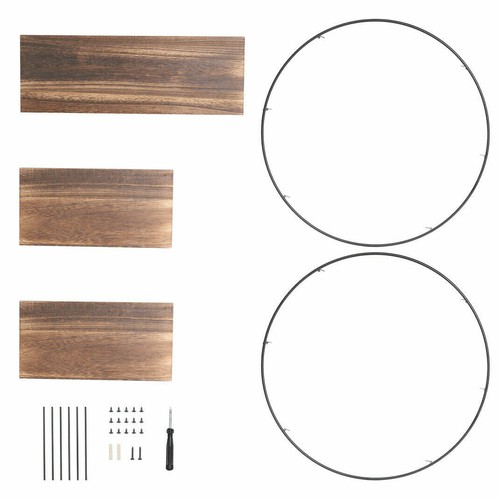 Estantería de pared estantería colgante estantería colgante tablón de pared estantería redonda metal madera D - Imagen 12 de 12