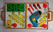 Vintage 1970s Fisher Price Tool Kit Preschool Pretend Play Drill Carry Case