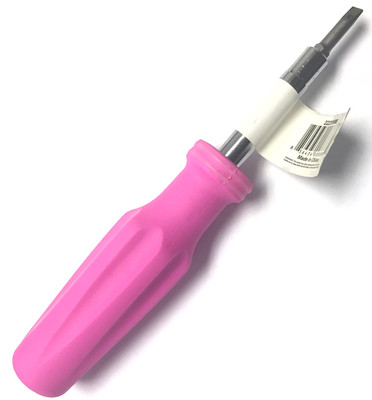 6-in-1 Flathead & Phillips Reversible Screwdriver PH1 PH2 Slotted 3/16'' 1/4'' PNK