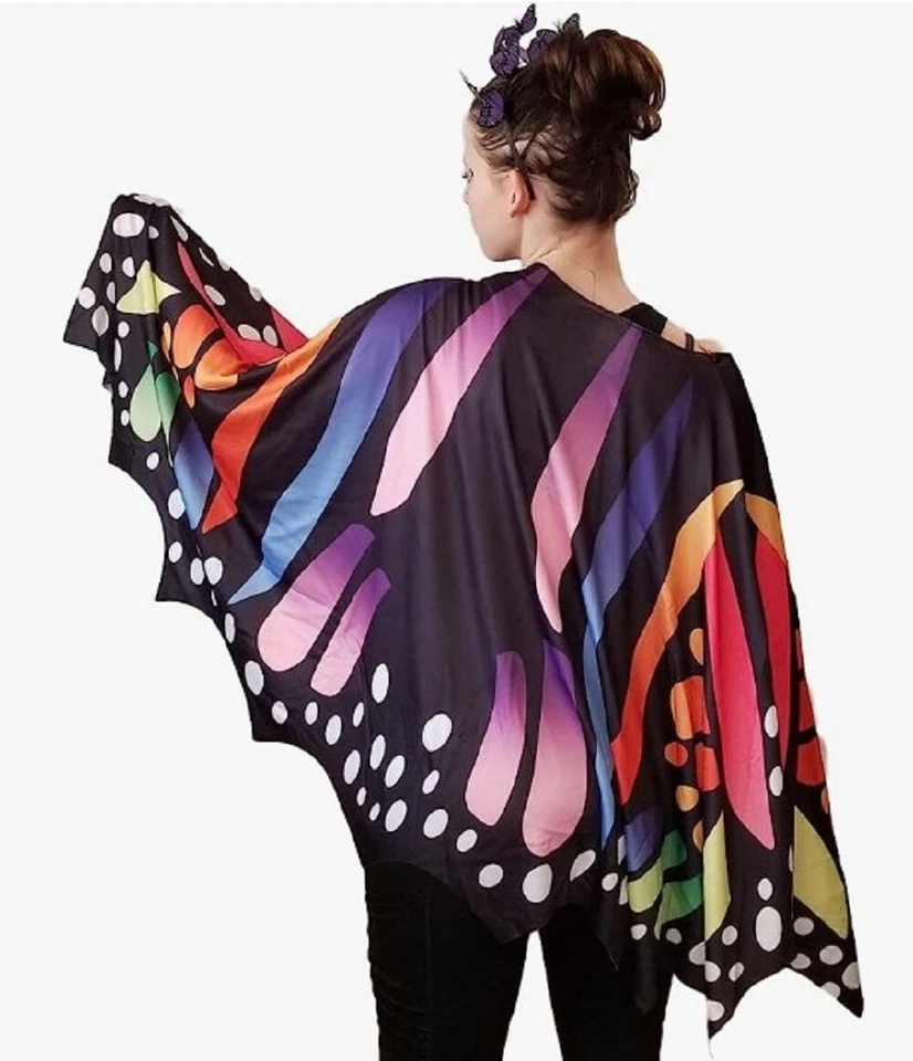 Poncho Mariposa - Negro/Arco Iris - Orgullo - Accesorio de Disfraz - Adulto Talla Única Foto 2 de 2