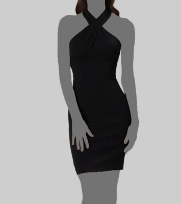 $158 Dress The Population Women's Black Halter Neck Bodycon Dress Size XXL