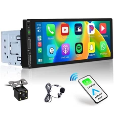 Hikity 6.9 Inch Car Stereo with Wireless Carplay Android Auto Single Din Touc...