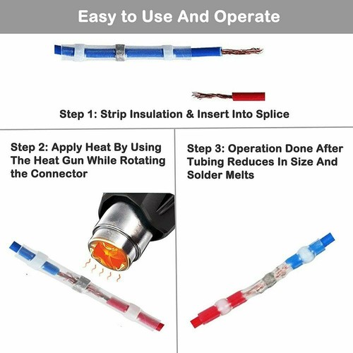 300PCS Solder Seal Sleeve Heat Shrink Waterproof Wire Connectors Butt Terminals - Picture 30 of 44