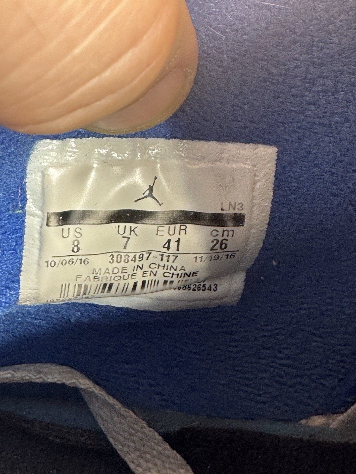 Air Jordan 4 Retro Motorsports 308497-117 Size 8 White Blue Used