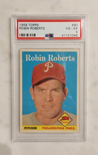 1958 Topps - Robin Roberts #90, PSA 4 Graded, Vintage Baseball Card