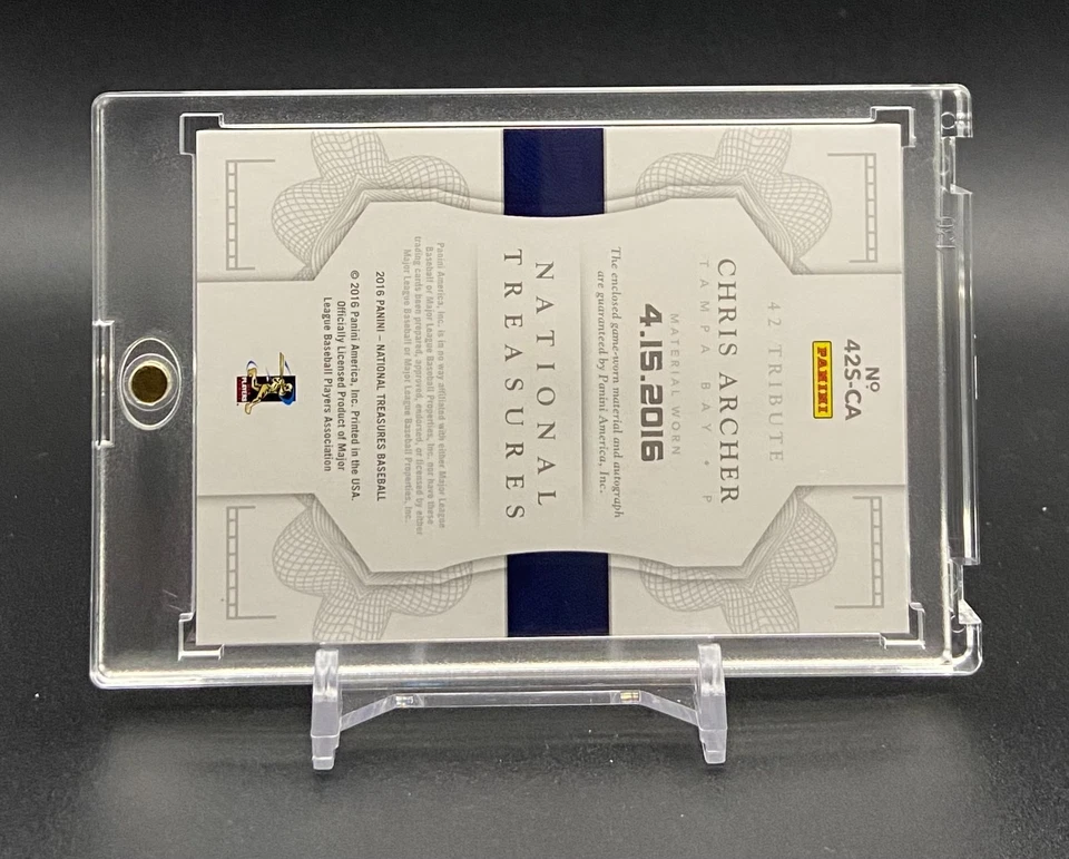 НАШИВКА С АВТОГРАФОМ КРИСА ЛУЧНИКА — 2016 National Treasures 42 JACKIE TRIBUTE #d 2/3 - Изображение 2 из 4