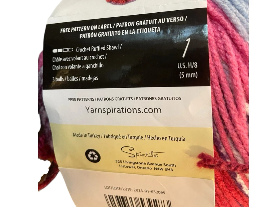 Caron Cinnamon Swirl Cakes Yarn STRAWBERRY SWIRL 8 Oz NEW Acrylic 4 Weight 407 y - Image 2 of 4