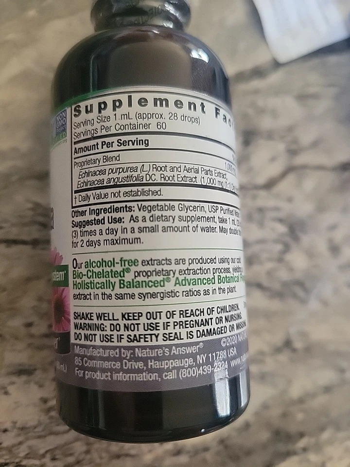 Natures Answer raiz de equinácea 2 oz sem álcool sem glúten, novo lacrado Expira: 1/27 - Imagem 3 de 4