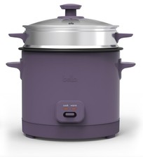 bella 16 Cup Rice Cooker with Steamer, Dishwasher Safe Steaming Basket, Plum