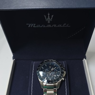 Maserati Men's Blue Dial Quartz Chronograph Date 42mm SS Bracelet Box