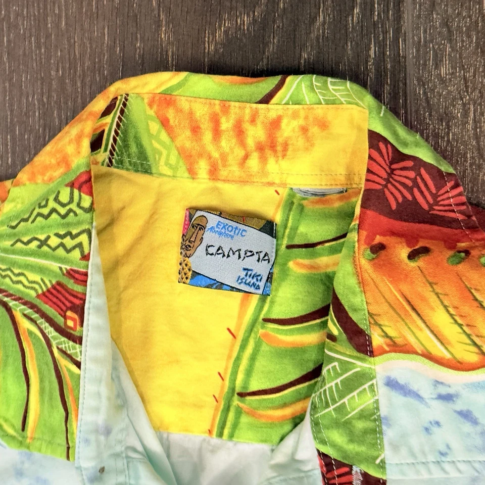 CAMPIA TIKI ISLAND Men's Button Up Shirt Short Sleeve Hawaiian Style XL - Image 2 of 4