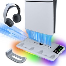 Cooling Stand for PS5  Slim with 3-Speed Fan  RGB Controller Charger