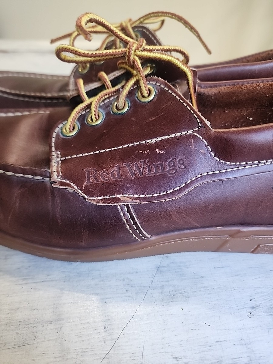 Vintage Red Wing Steel Toe Camp Moc Shoes 20235 USA Vibram Sole