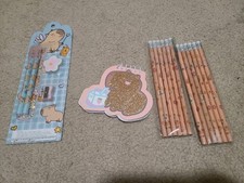Capybara Cute Pencils, Pens, Notepad, Eraser, Ruler, Sharpener Brand New